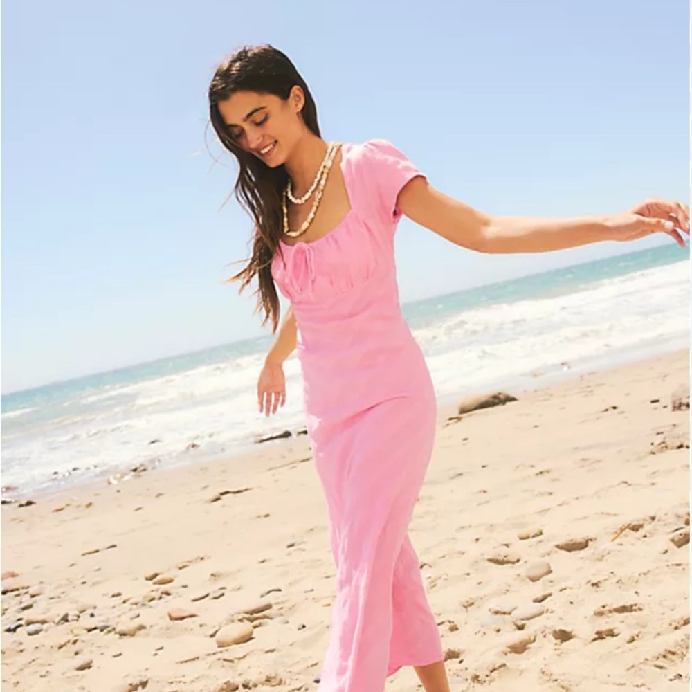 Free People pink midi cotton dress